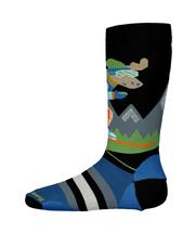 Smartwool Kids' Wintersport Full Cushion Mountain Moose Pattern Over The Calf Socks BLACK