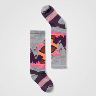 Smartwool Kids' Wintersport Full Cushion Mountain Moose Pattern Over The Calf Socks LIGHTGRAYPINK
