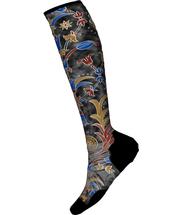 Smartwool Women's Ski Targeted Cushion Royal Floral Print Over The Calf Socks BLACK