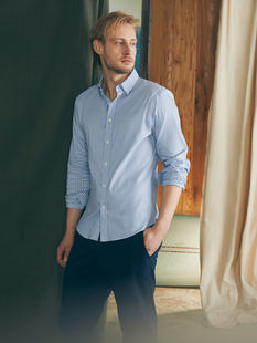 Faherty Men's Movement Shirt LIGHTBLUEGINGHAM