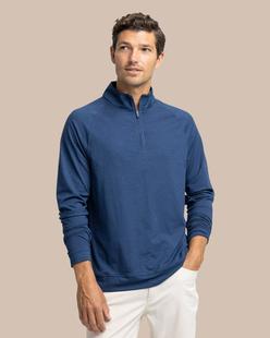Southern Tide Men's Cruiser Heather Quarter Zip Pullover HEATHERDRESSBLUE