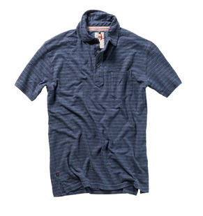 Relwen Men's Hemp Stripe Polo BLUE/BLACKSTRIPE