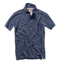 Relwen Men's Hemp Stripe Polo BLUE/BLACKSTRIPE