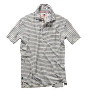 Relwen Men's Hemp Stripe Polo WHITE/BLUESTRIPE