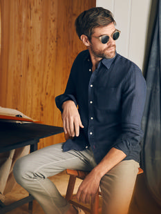 Faherty Laguna Linen Shirt STORMNAVY