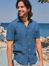 Faherty Short-Sleeve Palma Linen Shirt INDIGOBASKETWEAVE