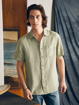 Faherty Short-Sleeve Palma Linen Shirt CANYONOLIVEBASKETWEAVE