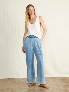 Faherty Dream Cotton Gauze Wide Leg Pant LIGHTINDIGOWASH