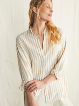 Faherty Laguna Linen Relaxed Shirt TANLUCYSTRIPE