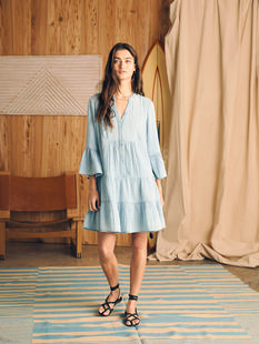 Faherty Dream Cotton Gauze Kasey Dress LIGHTINDIGOWASH