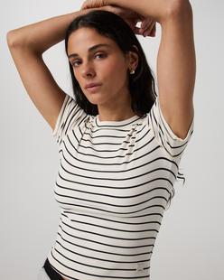 Vuori Women's Pose Fitted Tee INKSTRIPE