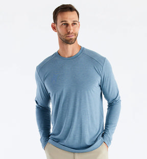 Free Fly Men's Bamboo Shade Long Sleeve HEATHERSLATEBLUE