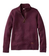 L.L. Bean Women's Quilted Quarter-Zip Pullover DARKPLUM
