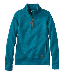 L.L. Bean Women's Quilted Quarter-Zip Pullover DEEPTURQUOISE
