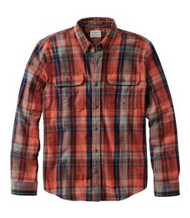 L.L. Bean Men's 1912 Field Flannel Shirt, Slightly Fitted Untucked Fit, Plaid CURRANT