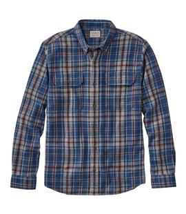 L.L. Bean Men's 1912 Field Flannel Shirt, Slightly Fitted Untucked Fit, Plaid MARINERBLUE