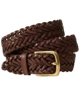 LL Bean Men's Essential Braided Leather Belt DARKBROWN