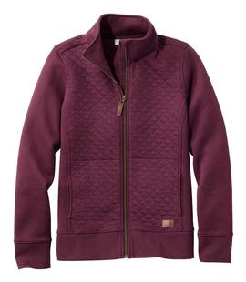 L.L. Bean Women's Quilted Full-Zip Sweatshirt DARKPLUM