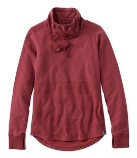 LL Bean Women's Cozy Mixed-Knit Pullover REDCHESTNUTHEATHER