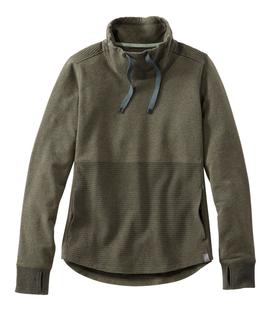 LL Bean Women's Cozy Mixed-Knit Pullover SHADOWGREENHEATHER