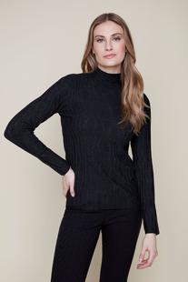 Renuar Women's Ruffle Turtleneck Sweater BLACK