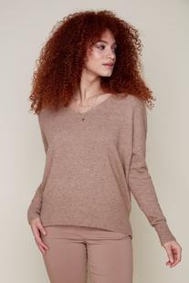 Renuar Women's V-Neck Sweater TANHEATHER