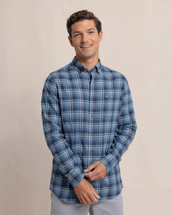 Southern Tide Men's Stillwater Plaid Long Sleeve Sport Shirt SEABLUE