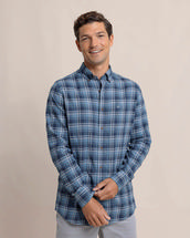 Southern Tide Men's Stillwater Plaid Long Sleeve Sport Shirt SEABLUE