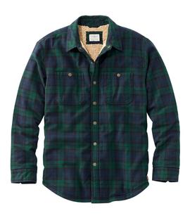 L.L. Bean Men's Sherpa-Lined Scotch Plaid Shirt, Slightly Fitted BLACKWATCH