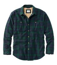 L.L. Bean Men's Sherpa-Lined Scotch Plaid Shirt, Slightly Fitted BLACKWATCH