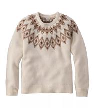 L.L. Bean Women's Bean's Classic Ragg Wool Sweater, Crewneck Fair Isle BONEFAIRISLE