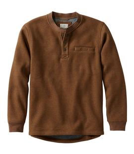 L.L. Bean Men's Katahdin Iron Works Bonded Waffle Fleece Henley DARKBARLEYHEATHER