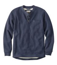 L.L. Bean Men's Katahdin Iron Works Bonded Waffle Fleece Henley MARINERBLUE