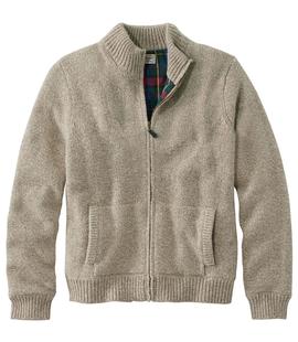 L.L. Bean Men's L.L.Bean Classic Ragg Wool Sweater, Full-Zip Flannel-Lined NATURAL