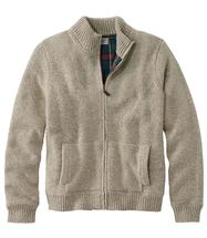 L.L. Bean Men's L.L.Bean Classic Ragg Wool Sweater, Full-Zip Flannel-Lined NATURAL