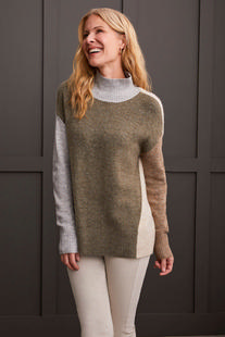Tribal Women's Mock Neck Colorblock Sweater ALOEHEATHER