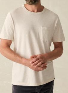 Faherty Sunwashed Regenerative Cotton Pocket Tee ISLANDDUNEHEATHER