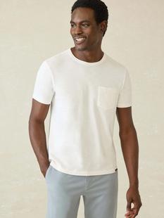Faherty Sunwashed Regenerative Cotton Pocket Tee WHITE