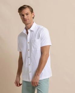 Southern Tide Beachcast Solid Knit Short Sleeve Sport Shirt CLASSICWHITE