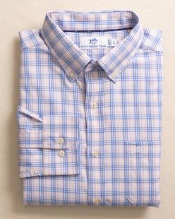 Southern Tide Burkes Beach Plaid Intercoastal Long Sleeve Sport Shirt PARFAITPINK