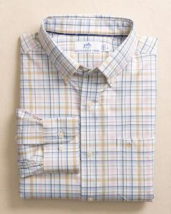 Southern Tide Morris Island brrr Intercoastal Plaid Long Sleeve Sport Shirt PARFAITPINK