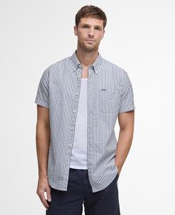 Barbour Cresswell Seersucker Tailored Short-Sleeved Shirt NAVY