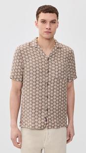 Faherty Men's Short-Sleeve Palma Linen Camp Shirt SHORESUNWOODBLOCK