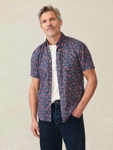 Faherty Men's Short-Sleeve Breeze Shirt BERRYNAVYFLORAL