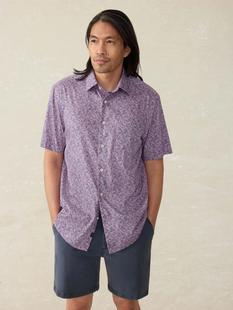 Faherty Men's Short-Sleeve Movement Monterey Shirt LAVENDERSKYCANOPY