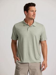 Free Fly Men's Elevate Polo SMOOTHSAILINGSTRIPEHEATHERDESERTSAGE