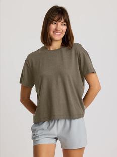 Free Fly Women's Bamboo Current Boxy Tee FATIGUE
