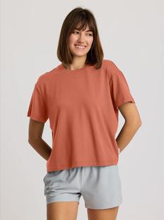 Free Fly Women's Bamboo Current Boxy Tee REDWOOD