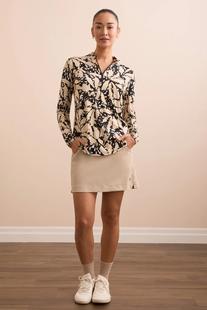 Tribal UPF 50+ PERFORMANCE STRETCH LONG SLEEVE QUARTER-ZIP TOP PEBBLE