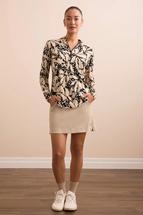Tribal UPF 50+ PERFORMANCE STRETCH LONG SLEEVE QUARTER-ZIP TOP PEBBLE